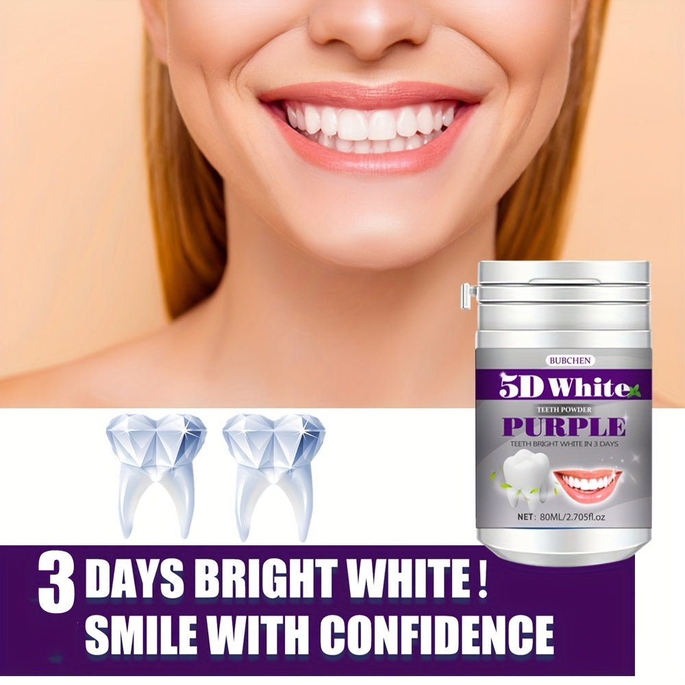 Bubchen Purple Teeth Whitening Powder, 2.71oz - Hypoallergenic, No Power Needed, Daily & Travel-Friendly Oral Hygiene Freshener for Brighter Smile in 7 Days, Essential Personal Care, BUBCHEN